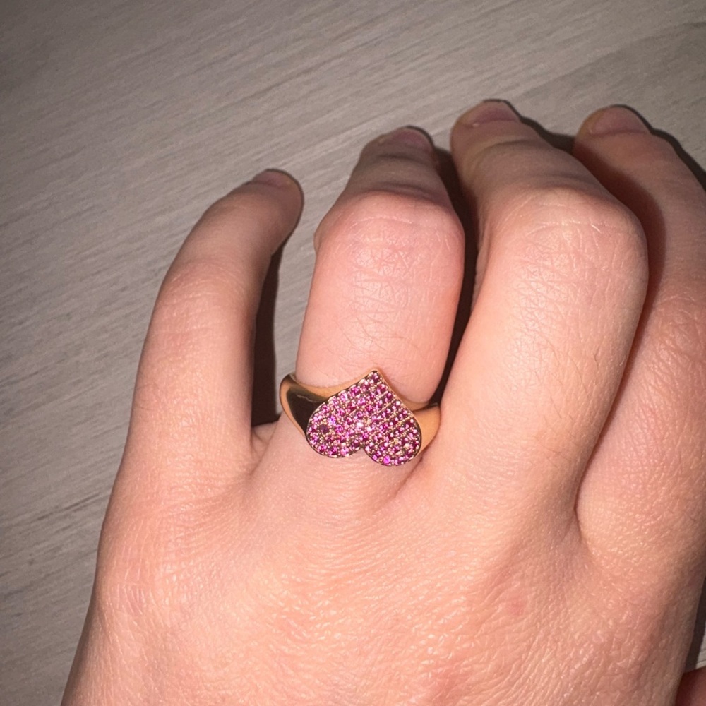 18k Gold‎ plated Pink Heart Ring,New
